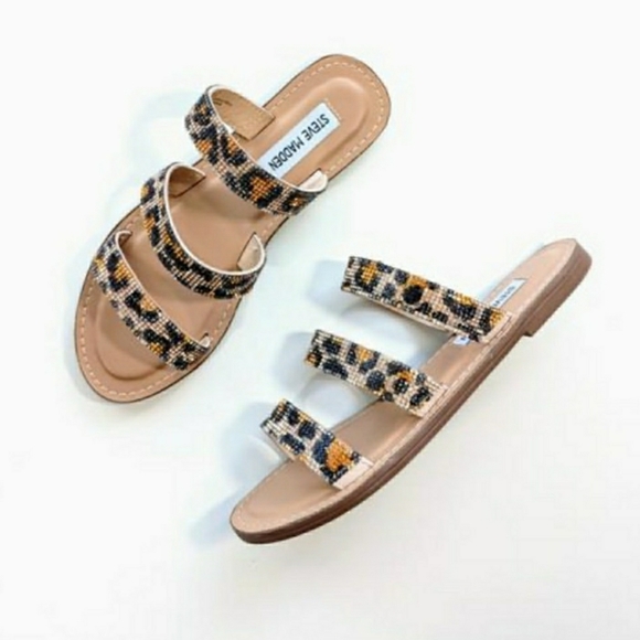 Sassy Steve Madden Leopard Rhinestone Sandals - Picture 10 of 12